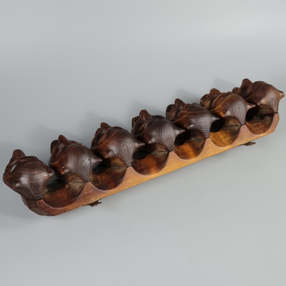 Superb Quality Antique Figural Carved Black Forest Pipe Rack. Wall hanging pipe rack View X