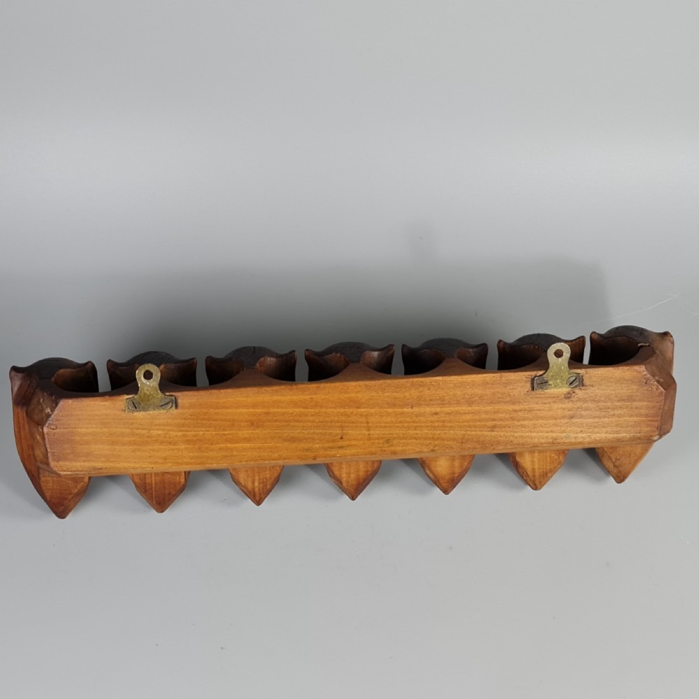 Superb Quality Antique Figural Carved Black Forest Pipe Rack. Wall hanging pipe rack View XI