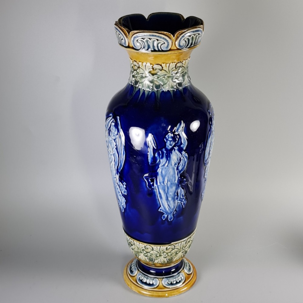 Stunning Rare Late 19thc Doulton Pat Sur Pate Style Huge (42cm) Vase