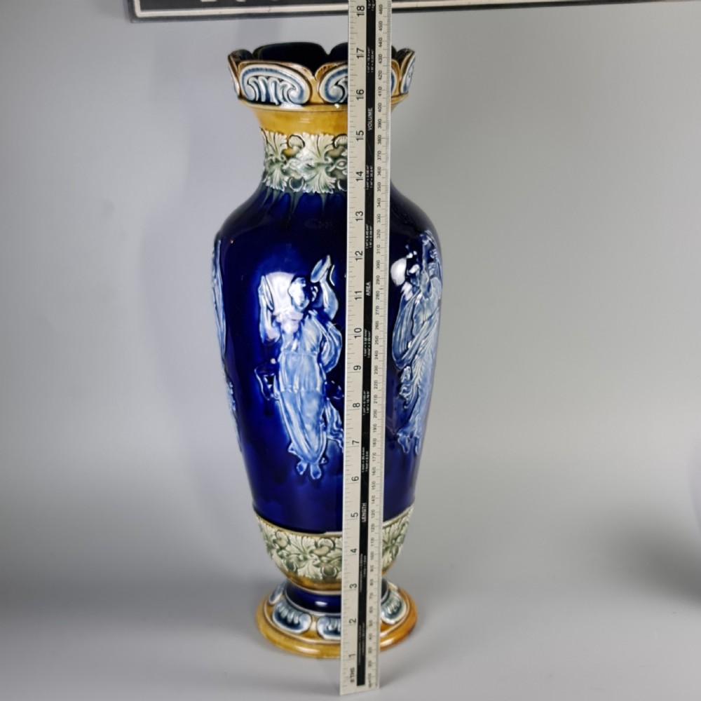 Stunning Rare Late 19thc Doulton Pat Sur Pate Style Huge (42cm) Vase View II