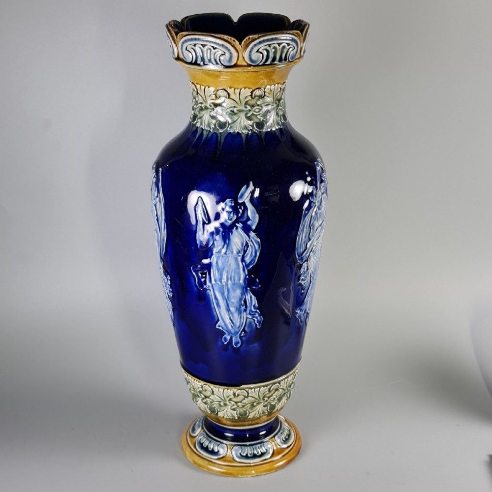 Stunning Rare Late 19thc Doulton Pat Sur Pate Style Huge (42cm) Vase View III