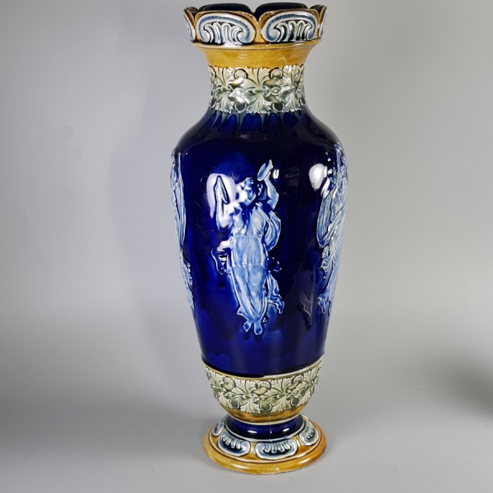 Stunning Rare Late 19thc Doulton Pat Sur Pate Style Huge (42cm) Vase View IV