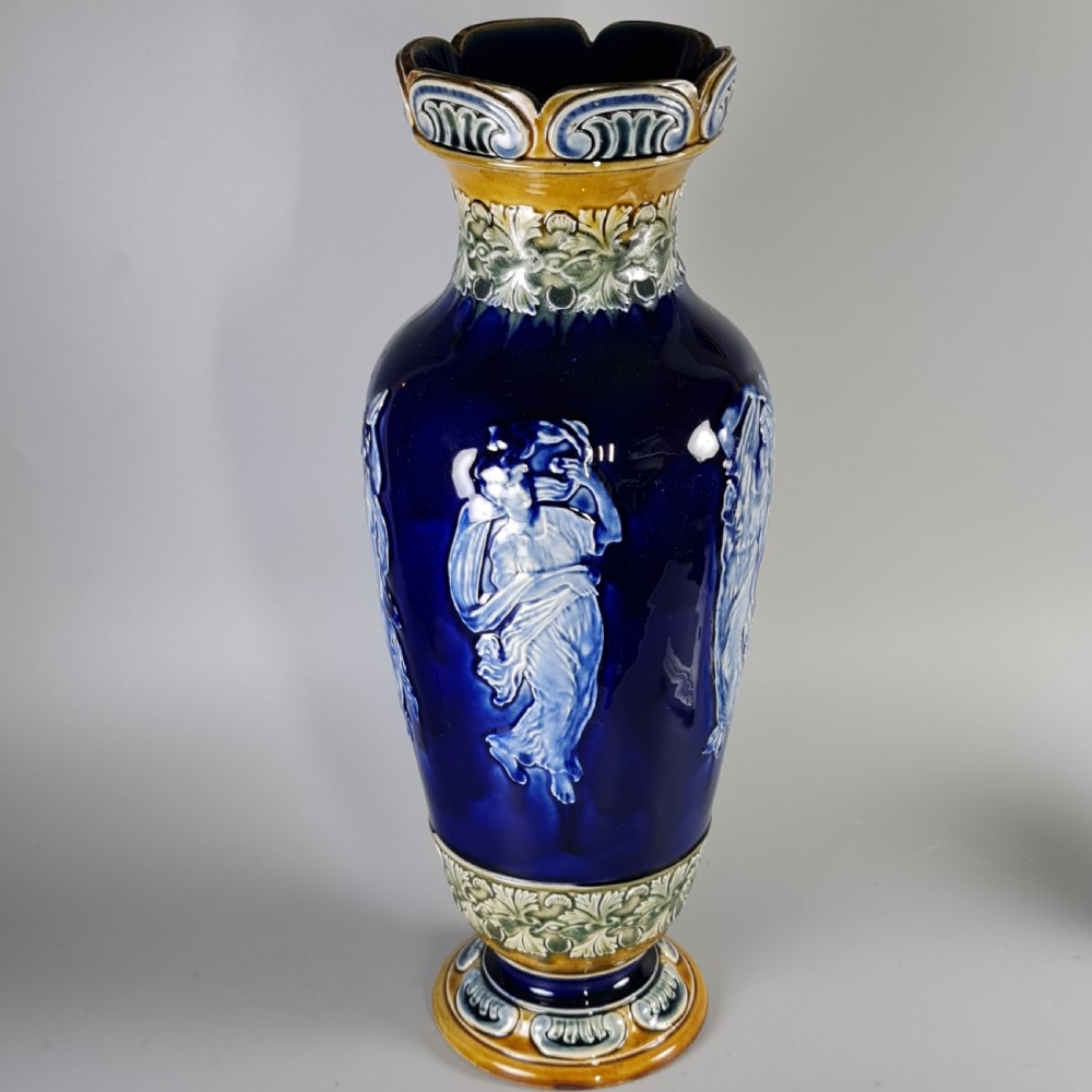 Stunning Rare Late 19thc Doulton Pat Sur Pate Style Huge (42cm) Vase View V