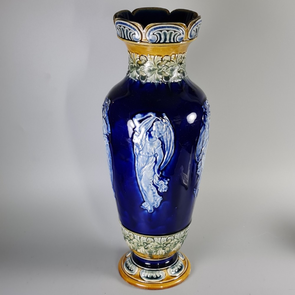 Stunning Rare Late 19thc Doulton Pat Sur Pate Style Huge (42cm) Vase View VI