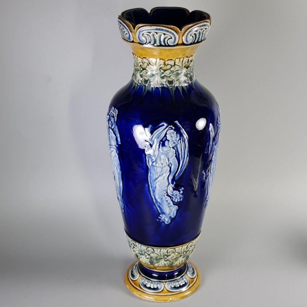 Stunning Rare Late 19thc Doulton Pat Sur Pate Style Huge (42cm) Vase View VIII