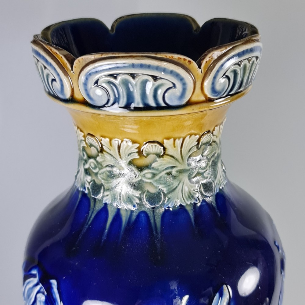 Stunning Rare Late 19thc Doulton Pat Sur Pate Style Huge (42cm) Vase View IX