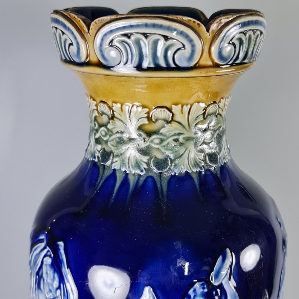 Stunning Rare Late 19thc Doulton Pat Sur Pate Style Huge (42cm) Vase View XII