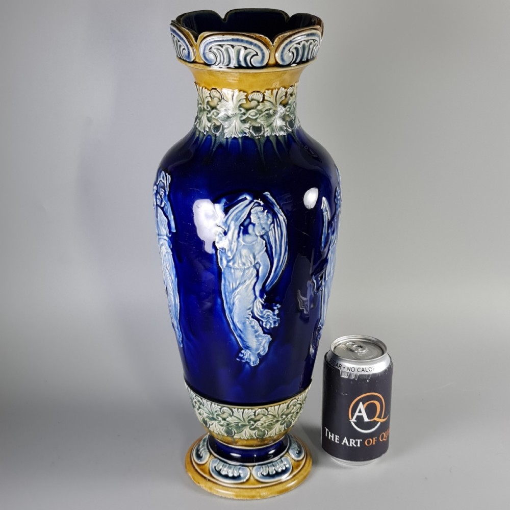 Stunning Rare Late 19thc Doulton Pat Sur Pate Style Huge (42cm) Vase View XV