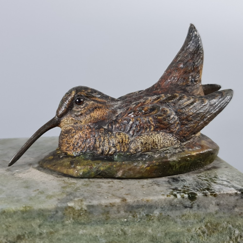 Superb Quality Antique Cold Painted Bronze Snipe signed A.J.Miller early 20th Century View II