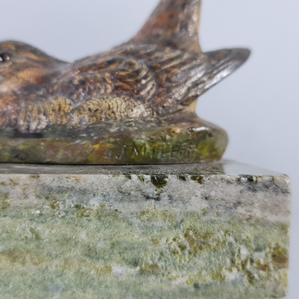 Superb Quality Antique Cold Painted Bronze Snipe signed A.J.Miller early 20th Century View IV
