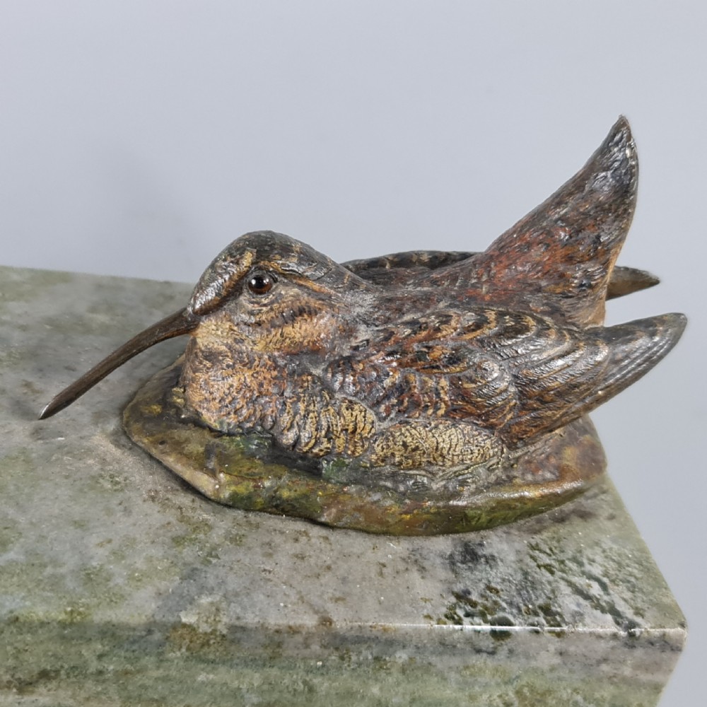 Superb Quality Antique Cold Painted Bronze Snipe signed A.J.Miller early 20th Century View V