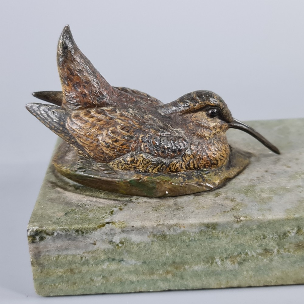 Superb Quality Antique Cold Painted Bronze Snipe signed A.J.Miller early 20th Century View VI