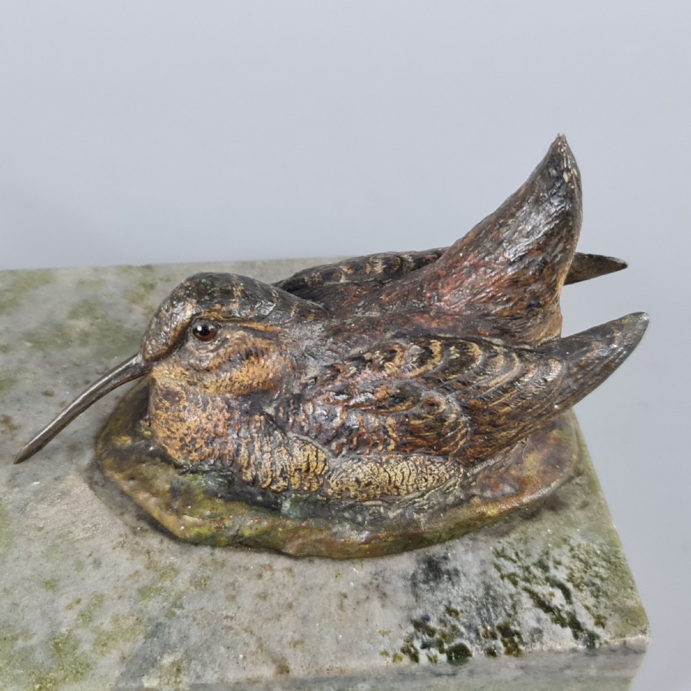 Superb Quality Antique Cold Painted Bronze Snipe signed A.J.Miller early 20th Century View XIII
