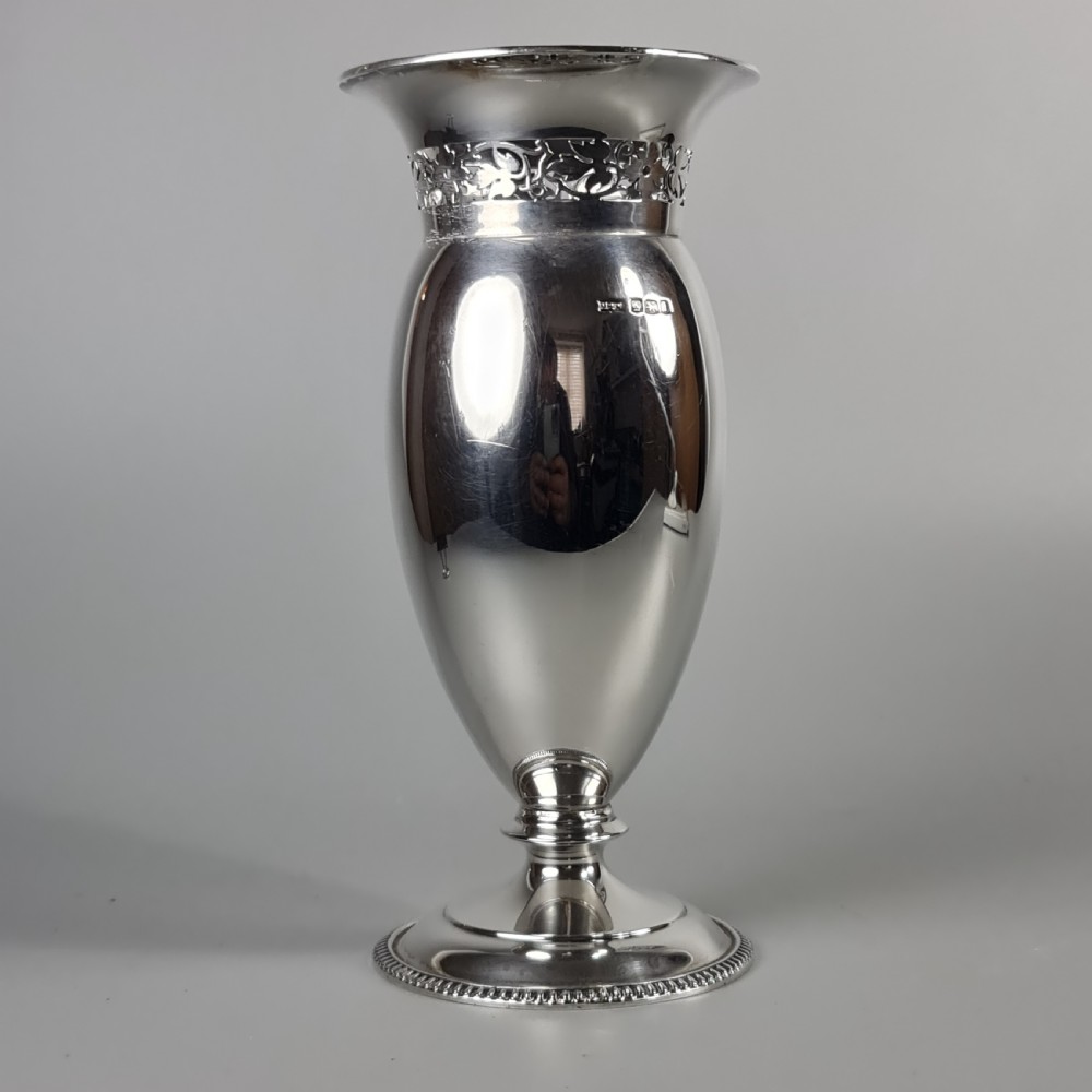 Stunning Large Mappin & Webb Silver Fretted Vase Sheffield 1903