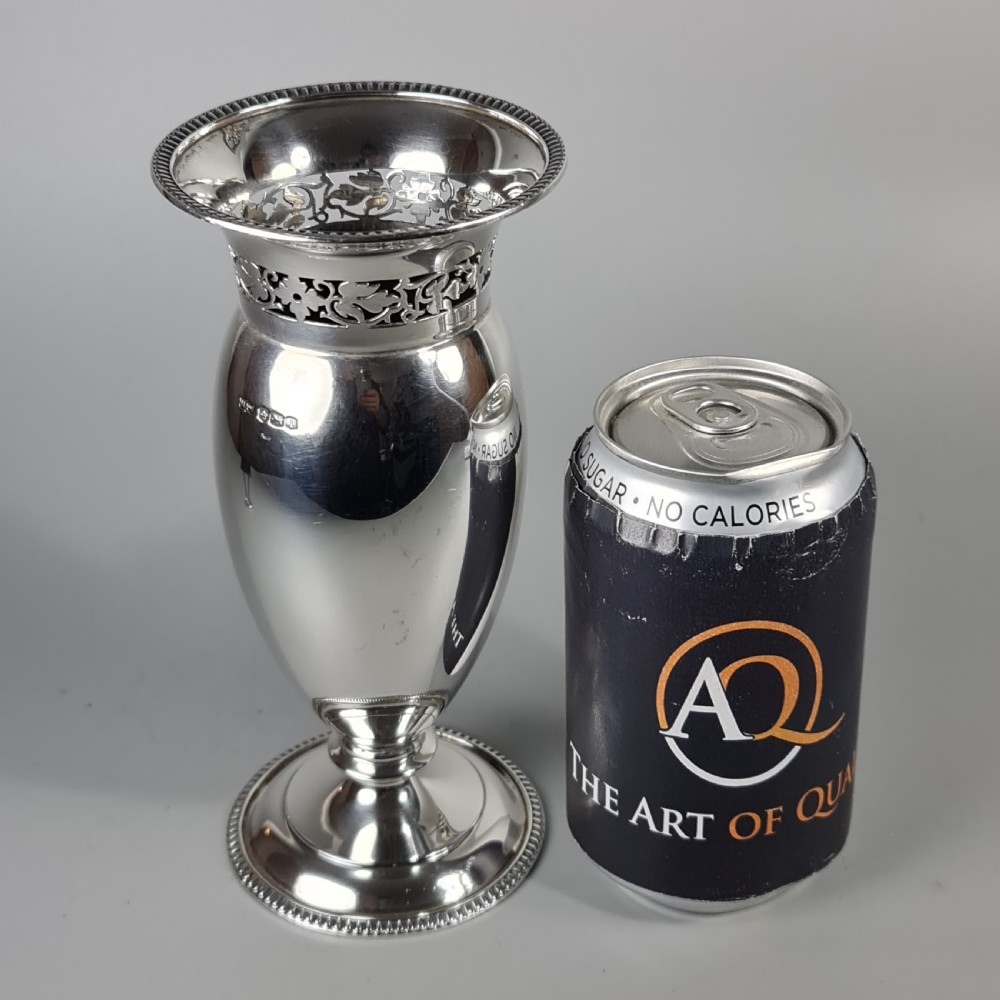 Stunning Large Mappin & Webb Silver Fretted Vase Sheffield 1903 View II