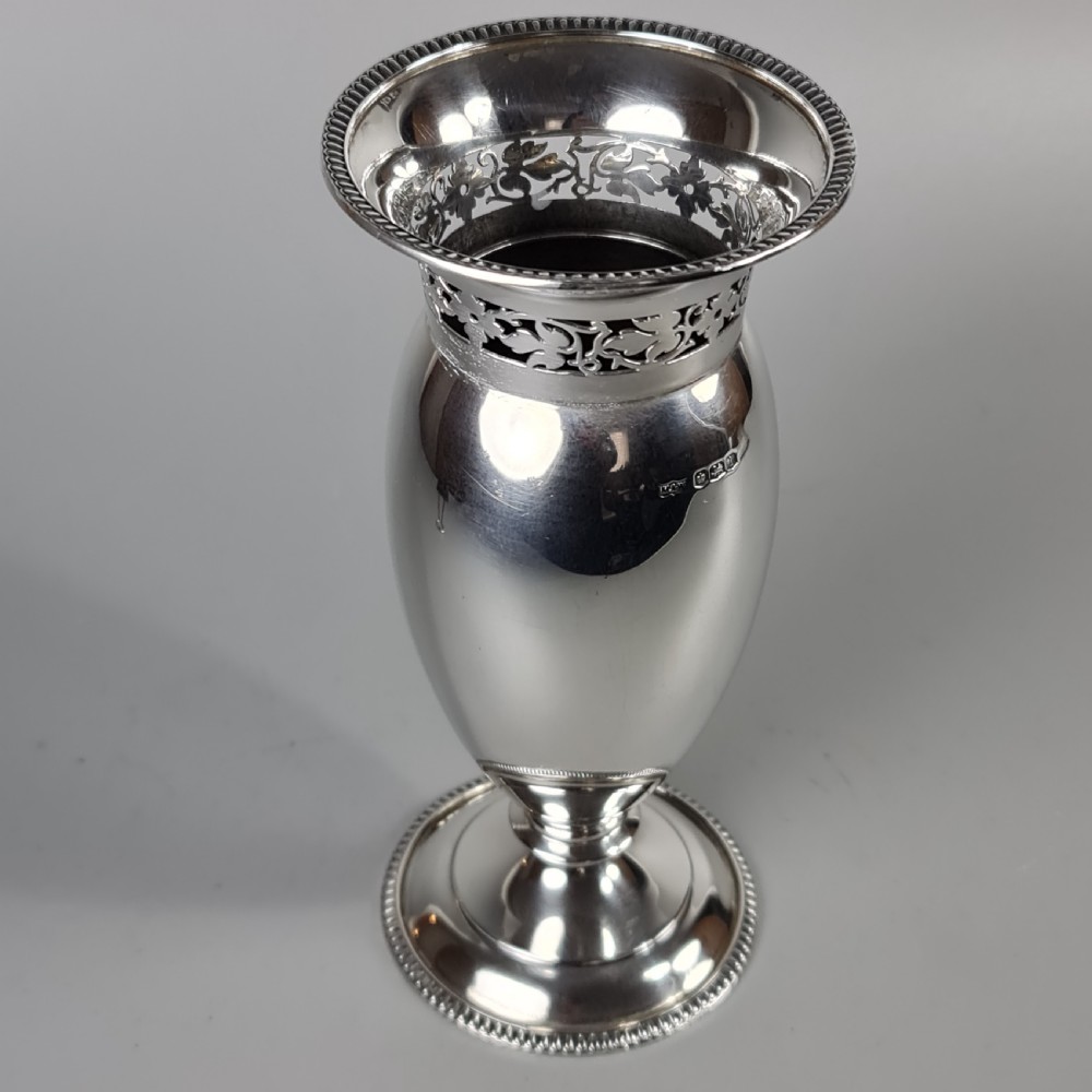 Stunning Large Mappin & Webb Silver Fretted Vase Sheffield 1903 View III