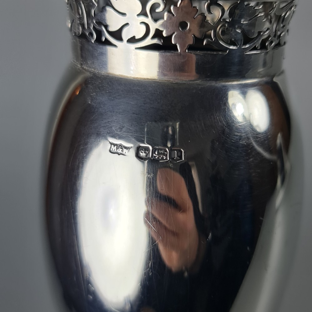 Stunning Large Mappin & Webb Silver Fretted Vase Sheffield 1903 View V