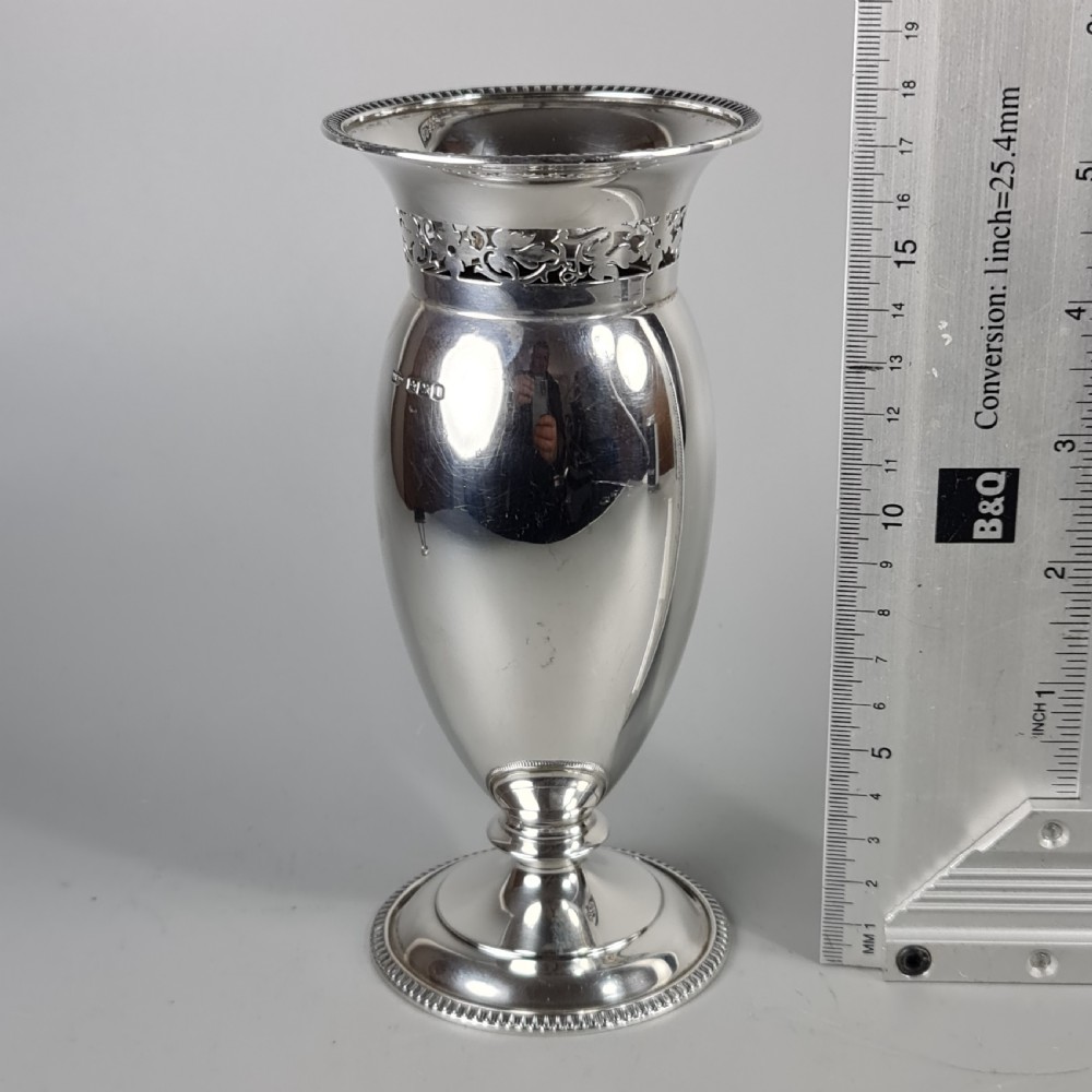 Stunning Large Mappin & Webb Silver Fretted Vase Sheffield 1903 View X