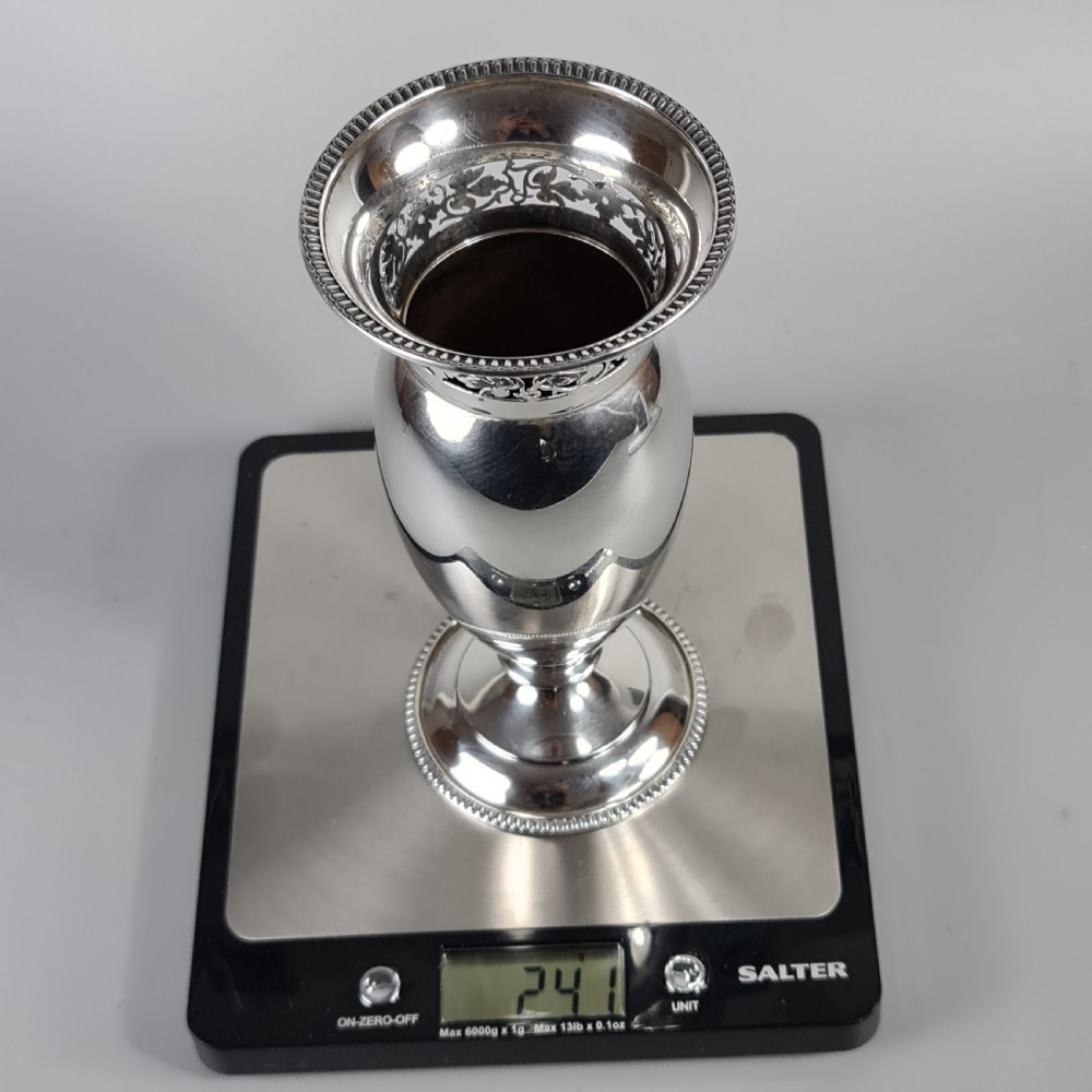 Stunning Large Mappin & Webb Silver Fretted Vase Sheffield 1903 View XI