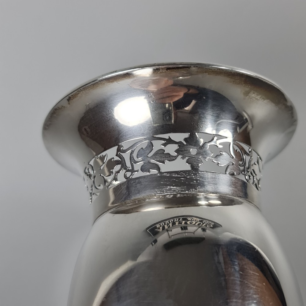 Stunning Large Mappin & Webb Silver Fretted Vase Sheffield 1903 View XIII