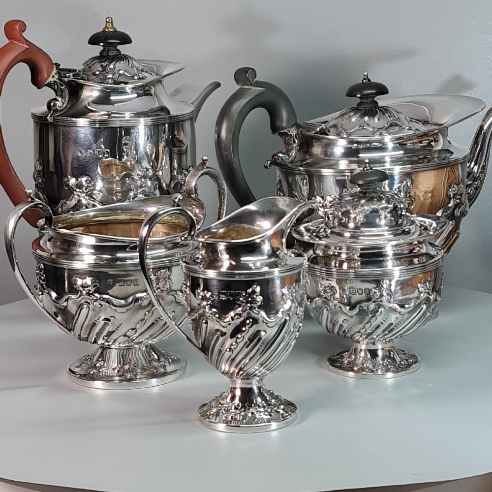 Rare Victorian 5 x Pce HM Silver Tea Set Lon 1896 'Holland, Aldwinckle & Slater 
