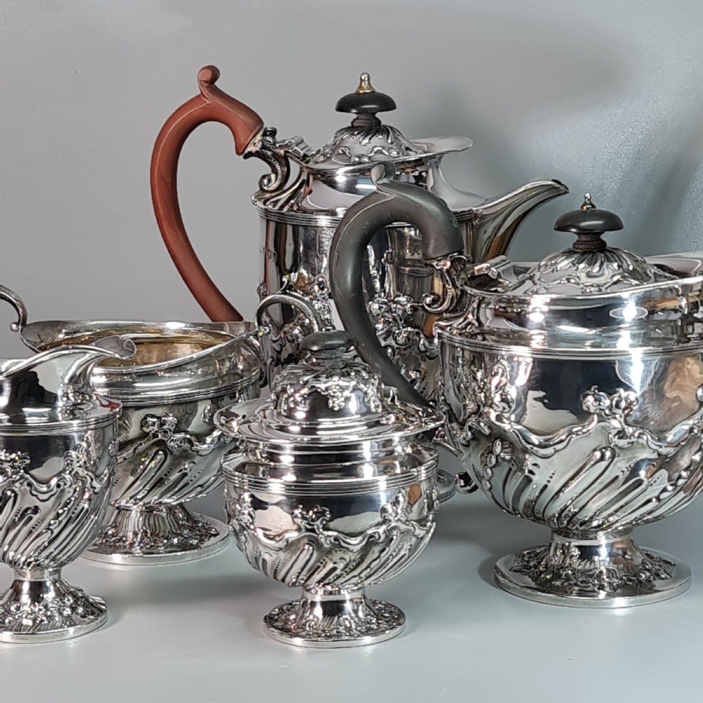 Rare Victorian 5 x Pce HM Silver Tea Set Lon 1896 'Holland, Aldwinckle & Slater  View III