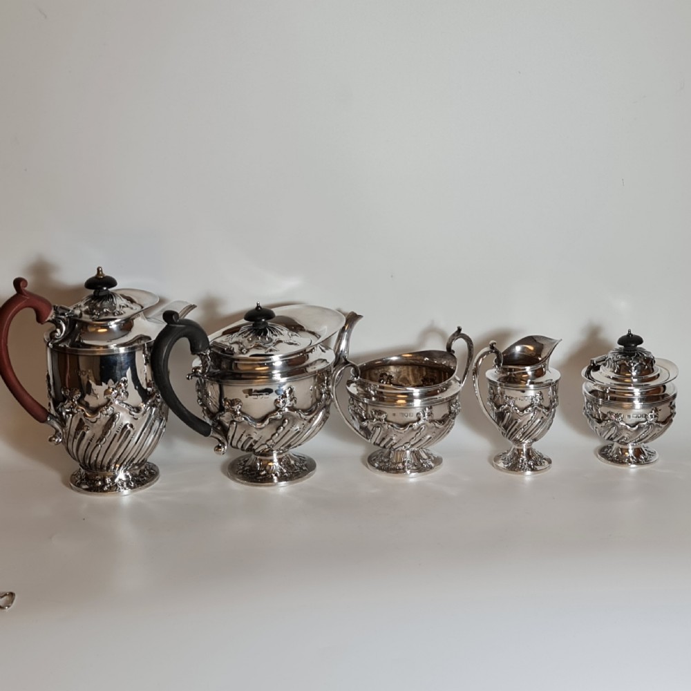 Rare Victorian 5 x Pce HM Silver Tea Set Lon 1896 'Holland, Aldwinckle & Slater  View IV