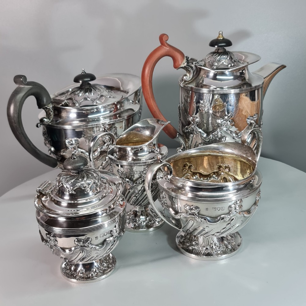 Rare Victorian 5 x Pce HM Silver Tea Set Lon 1896 'Holland, Aldwinckle & Slater  View XIII