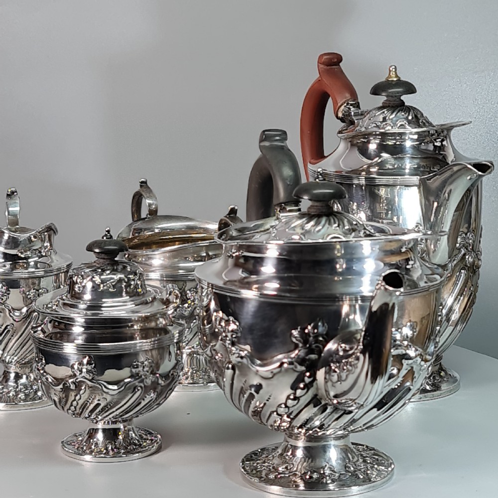 Rare Victorian 5 x Pce HM Silver Tea Set Lon 1896 'Holland, Aldwinckle & Slater  View XIV