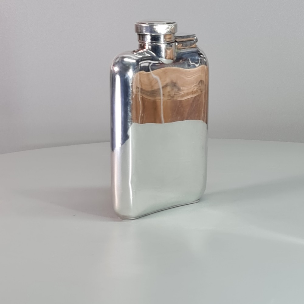 Fine Vintage Solid Silver Hip Flask View V