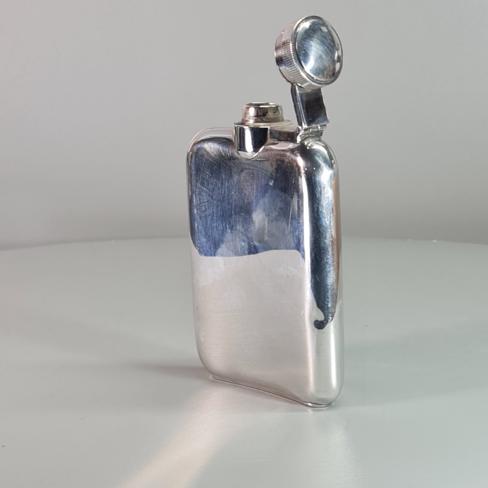 Fine Vintage Solid Silver Hip Flask View VIII