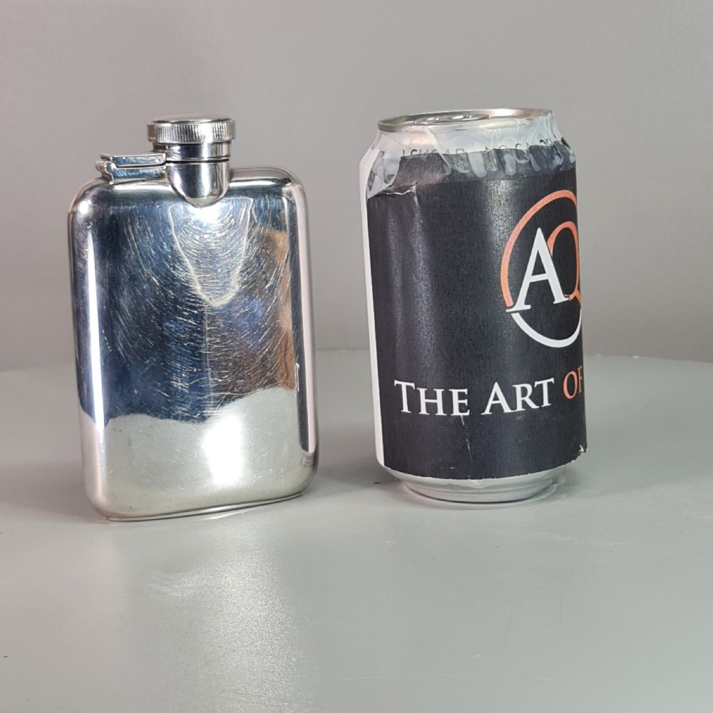 Fine Vintage Solid Silver Hip Flask View IX
