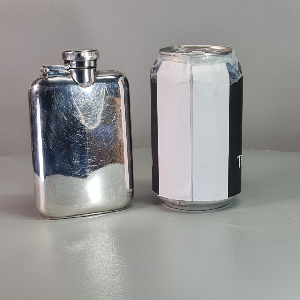 Fine Vintage Solid Silver Hip Flask View X