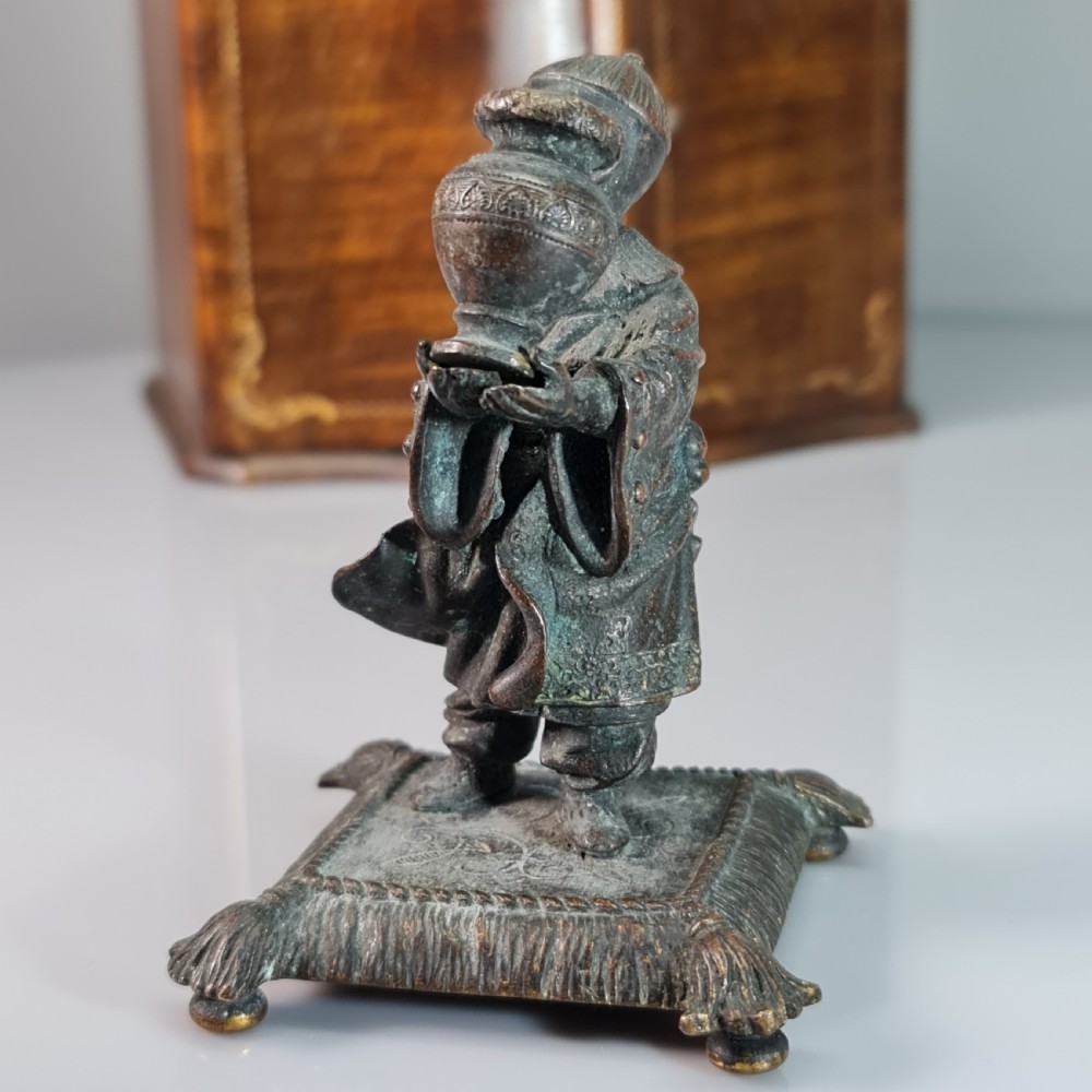 Delightful Bronze Oriental Boy Holding a Vase c1900 View IX
