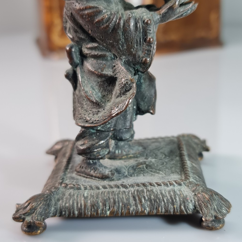 Delightful Bronze Oriental Boy Holding a Vase c1900 View XI