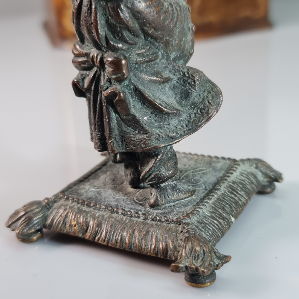 Delightful Bronze Oriental Boy Holding a Vase c1900 View XII