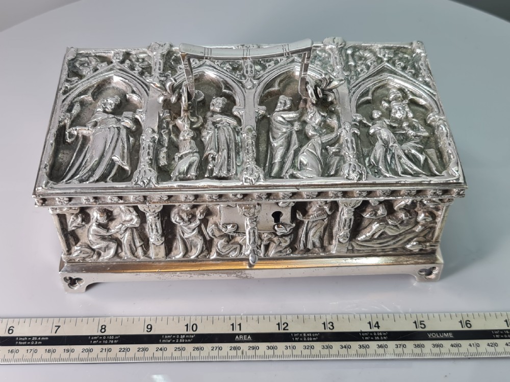 Superb Quality Large Silver Plated Gothic Casket 'FISHER 188 STRAND' View II