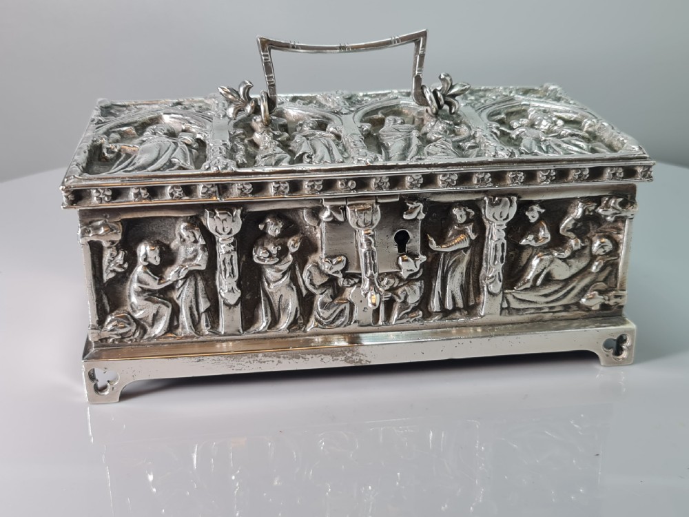 Superb Quality Large Silver Plated Gothic Casket 'FISHER 188 STRAND' View X