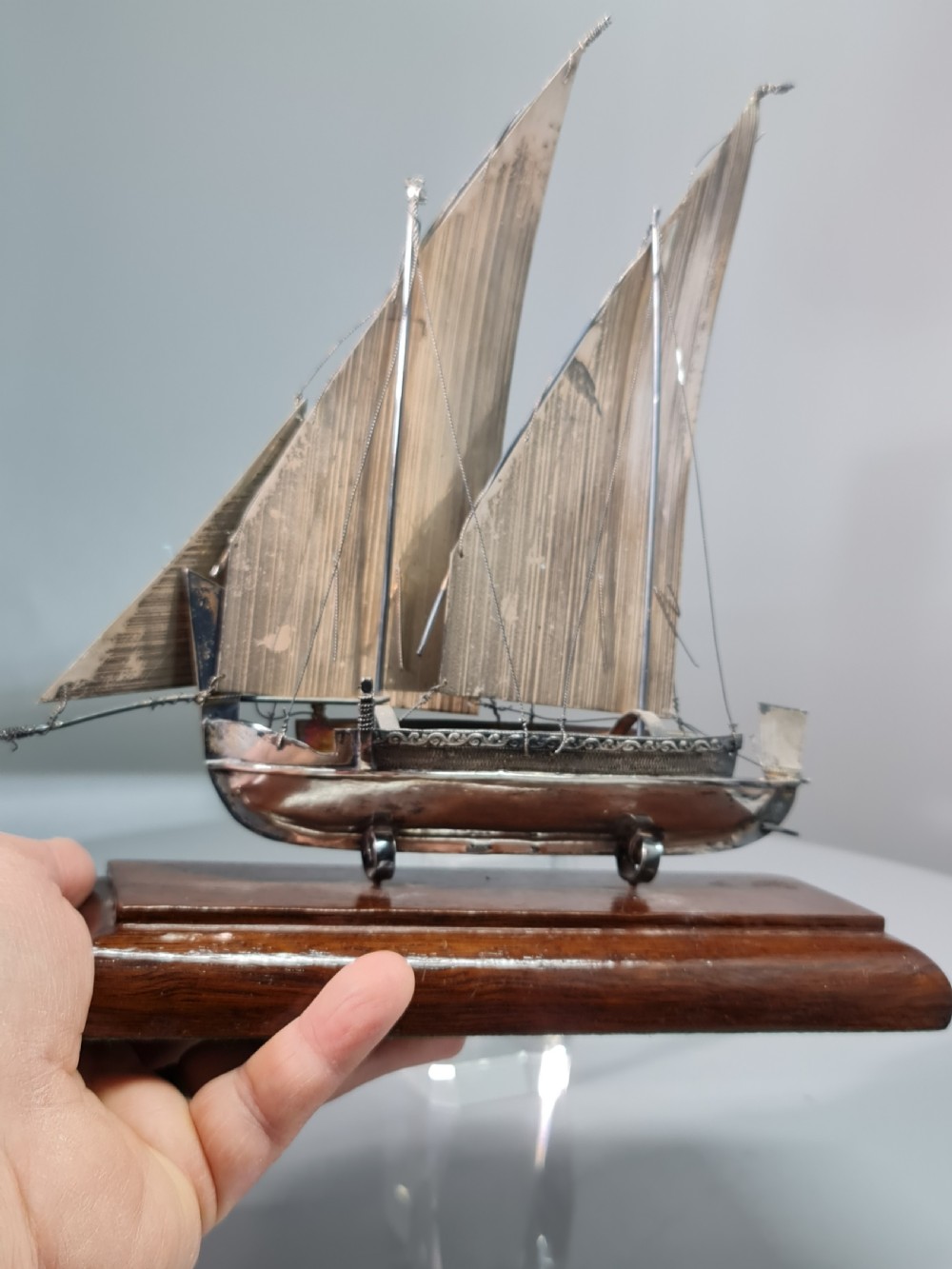 Attractive Vintage Large Sterling Silver Dhow c1950s View XXII