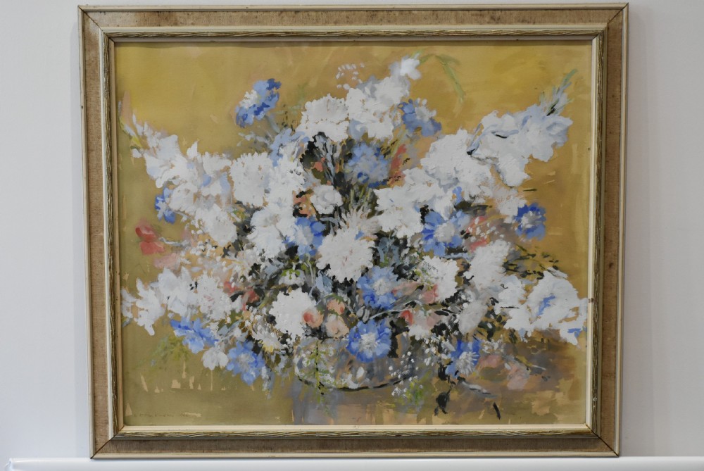 Fabulous Large Floral Painting signed M.D.Parkinson 1966 View VII