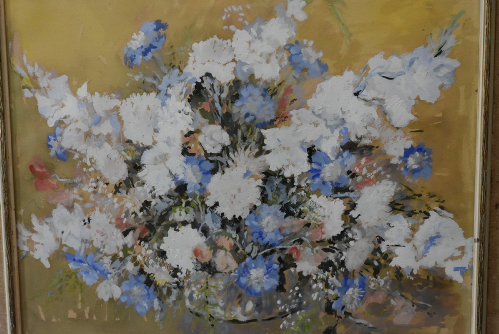 Fabulous Large Floral Painting signed M.D.Parkinson 1966 View XIII
