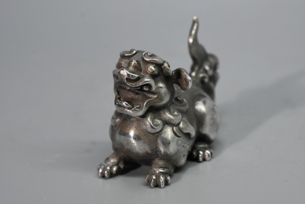 Unusual Chinese Solid Silver Dog of Fo c1900 View III