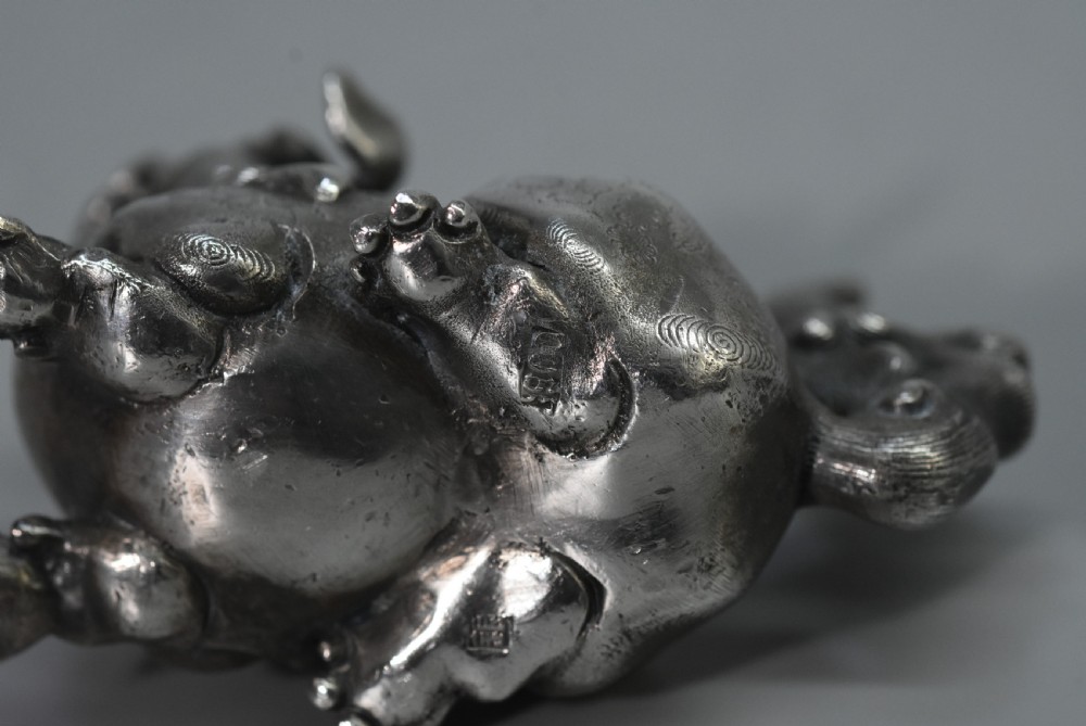 Unusual Chinese Solid Silver Dog of Fo c1900 View IX