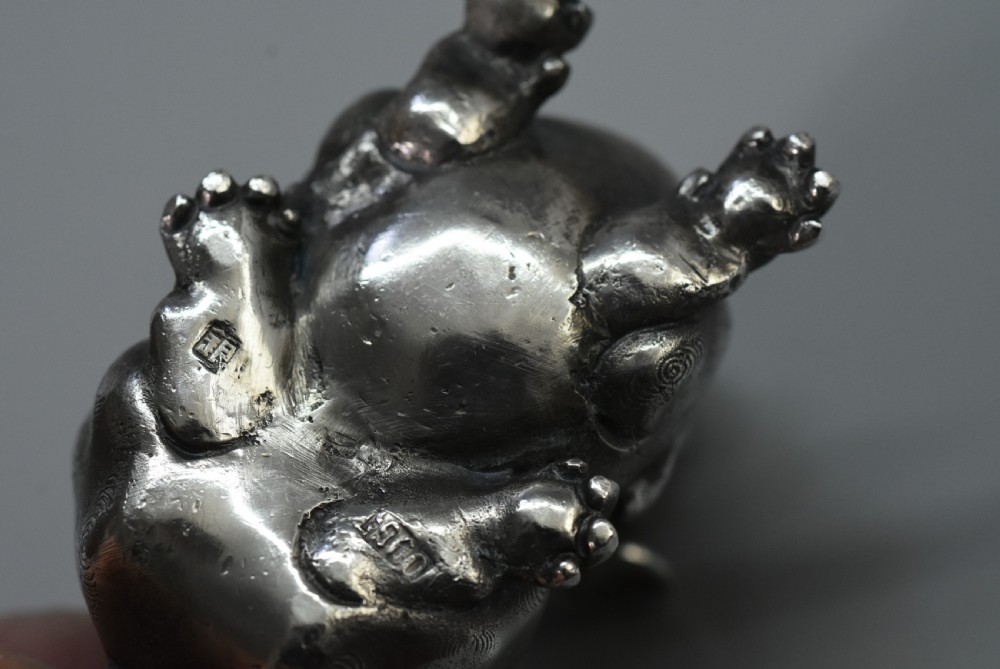 Unusual Chinese Solid Silver Dog of Fo c1900 View XII
