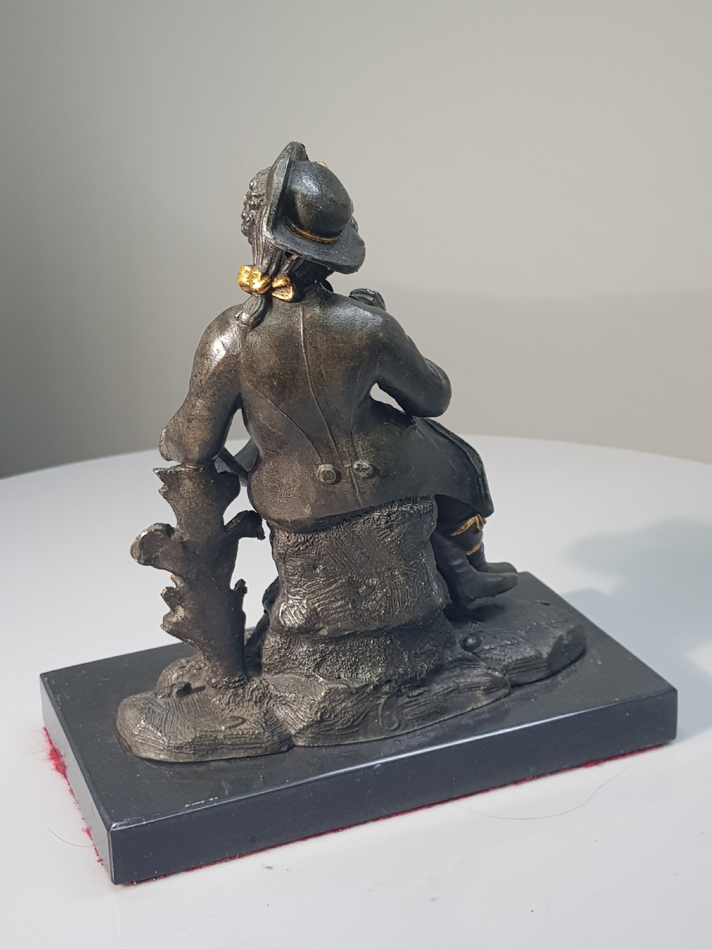 Wonderful Bronzed Spelter Seated Male with Gilded Highlightsc1870 on Marble Base View VII