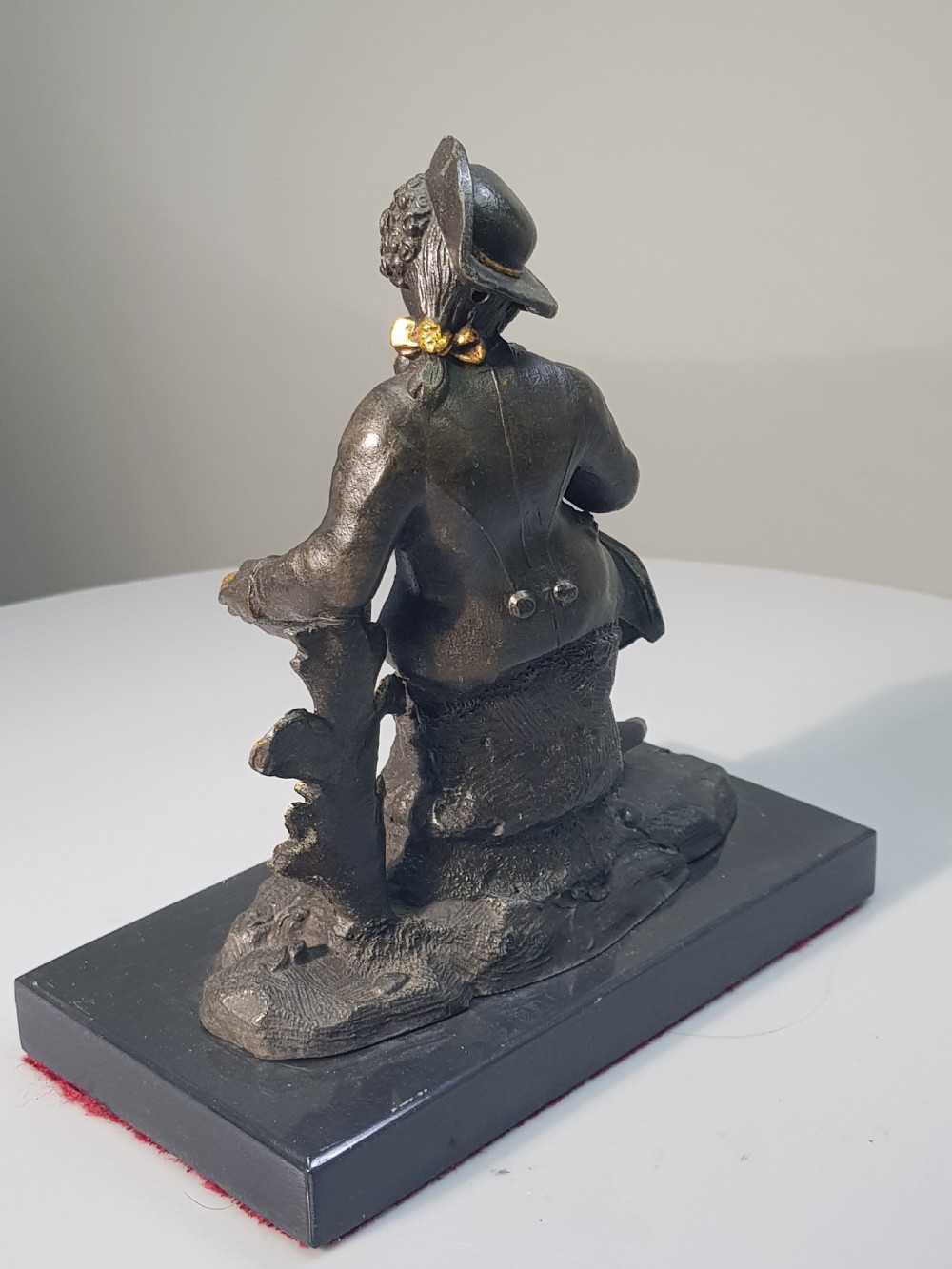Wonderful Bronzed Spelter Seated Male with Gilded Highlightsc1870 on Marble Base View VIII