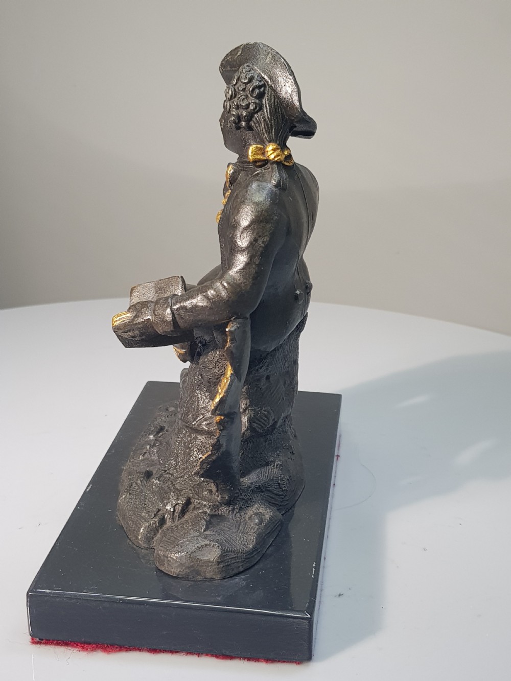 Wonderful Bronzed Spelter Seated Male with Gilded Highlightsc1870 on Marble Base View IX