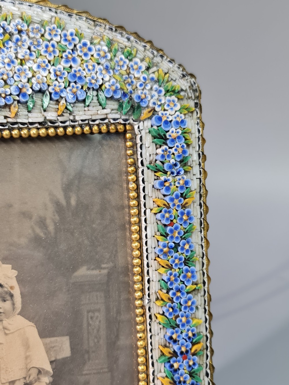 Large Antique Italian Florentine Grand Tour Micro Mosaic Picture Frame  View IV