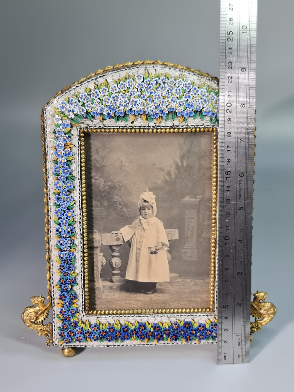 Large Antique Italian Florentine Grand Tour Micro Mosaic Picture Frame  View VIII
