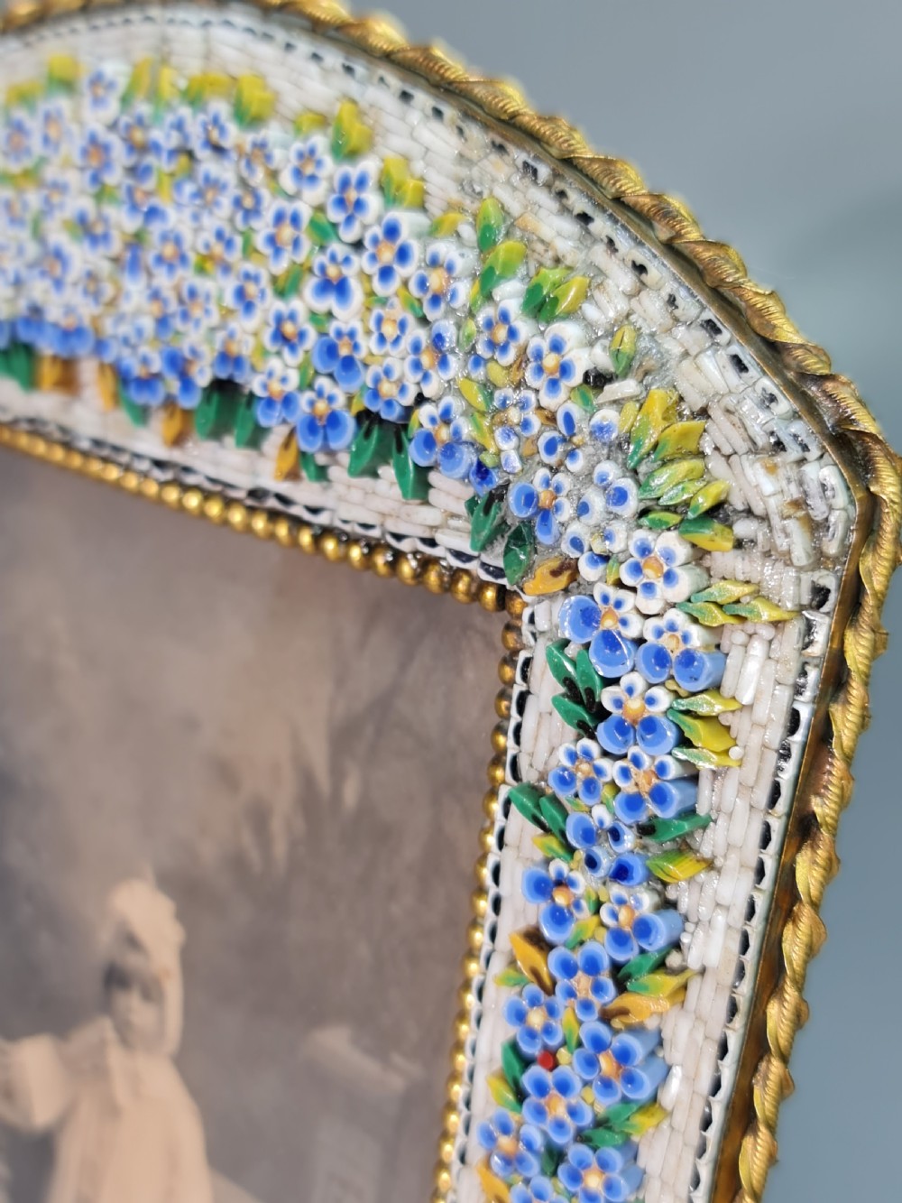 Large Antique Italian Florentine Grand Tour Micro Mosaic Picture Frame  View IX
